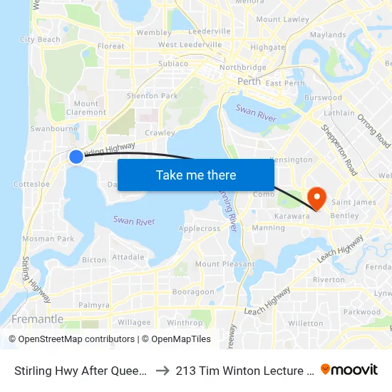 Stirling Hwy After Queenslea Dr to 213 Tim Winton Lecture Theatre map