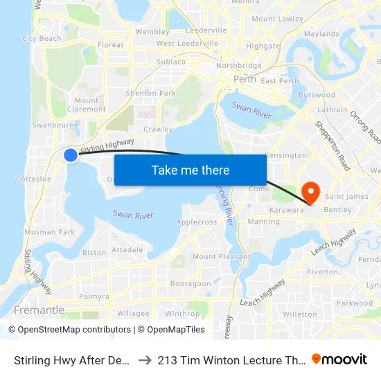 Stirling Hwy After Dean St to 213 Tim Winton Lecture Theatre map