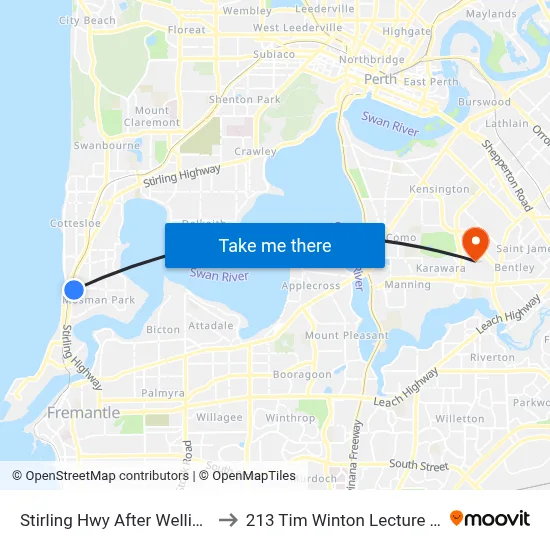 Stirling Hwy After Wellington St to 213 Tim Winton Lecture Theatre map