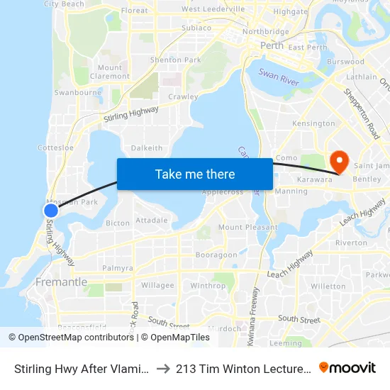 Stirling Hwy After Vlamingh Pde to 213 Tim Winton Lecture Theatre map