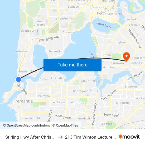 Stirling Hwy After Christina Pde to 213 Tim Winton Lecture Theatre map