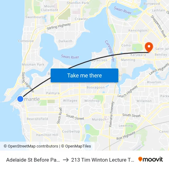 Adelaide St Before Parry St to 213 Tim Winton Lecture Theatre map