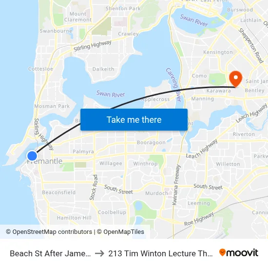 Beach St After James St to 213 Tim Winton Lecture Theatre map