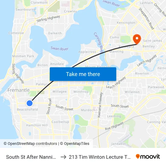South St After Nannine Av to 213 Tim Winton Lecture Theatre map
