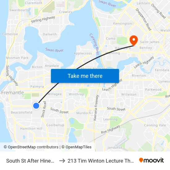 South St After Hines Rd to 213 Tim Winton Lecture Theatre map