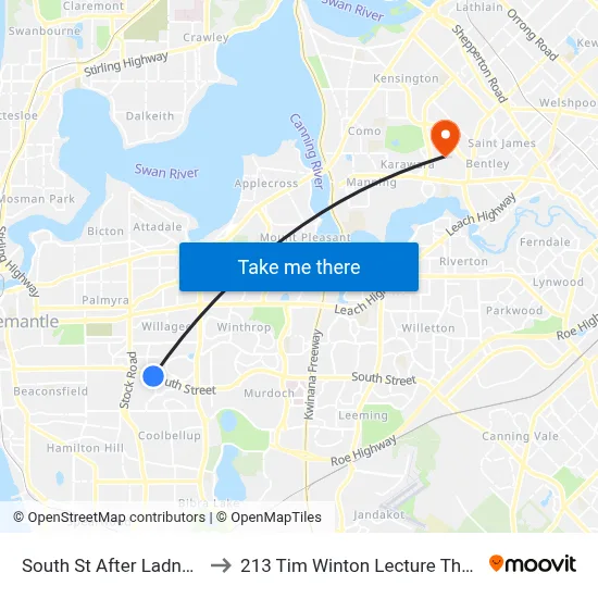 South St After Ladner St to 213 Tim Winton Lecture Theatre map