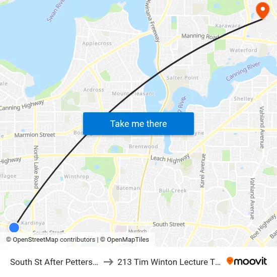 South St After Petterson Av to 213 Tim Winton Lecture Theatre map