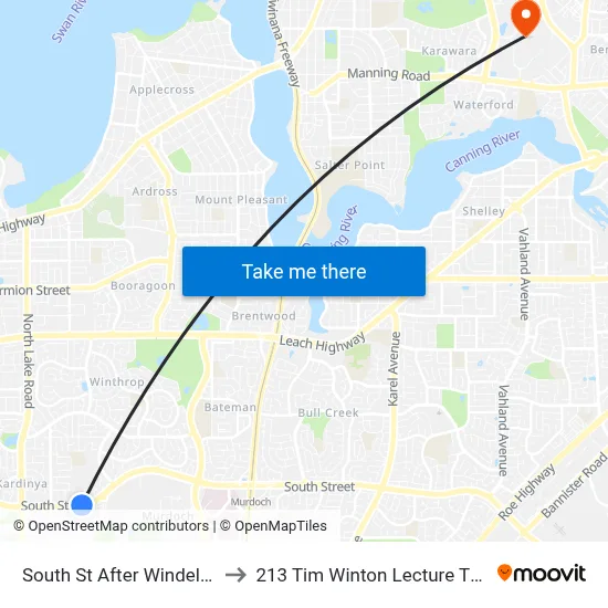 South St After Windelya Rd to 213 Tim Winton Lecture Theatre map