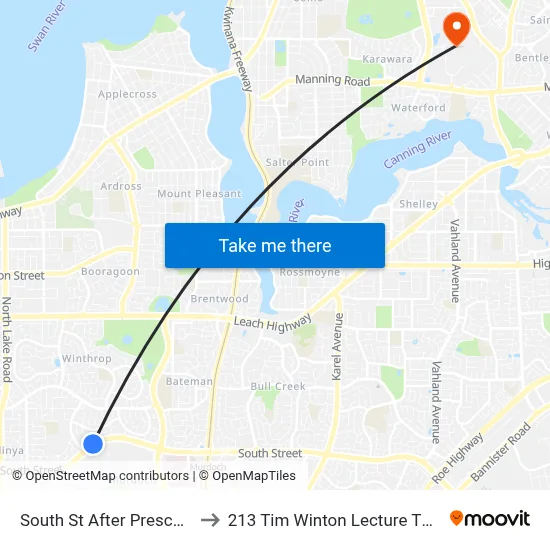South St After Prescott Dr to 213 Tim Winton Lecture Theatre map