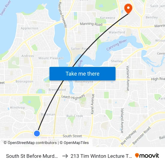 South St Before Murdoch Dr to 213 Tim Winton Lecture Theatre map