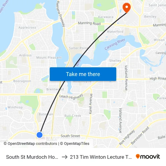 South St Murdoch Hospital to 213 Tim Winton Lecture Theatre map