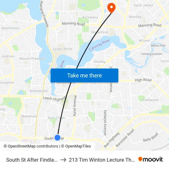 South St After Findlay Rd to 213 Tim Winton Lecture Theatre map