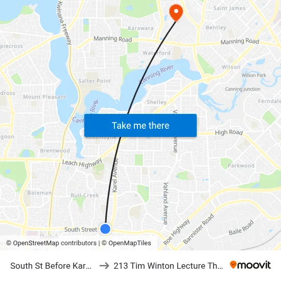South St Before Karel Av to 213 Tim Winton Lecture Theatre map