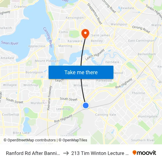Ranford Rd After Bannister Rd to 213 Tim Winton Lecture Theatre map