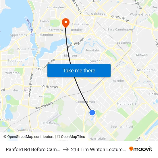 Ranford Rd Before Campbell Rd to 213 Tim Winton Lecture Theatre map