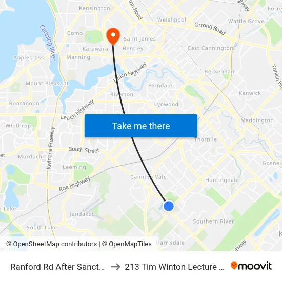 Ranford Rd After Sanctuary Av to 213 Tim Winton Lecture Theatre map