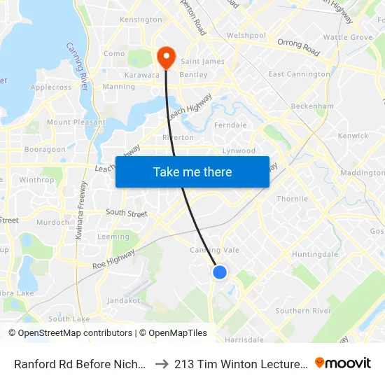 Ranford Rd Before Nicholson Rd to 213 Tim Winton Lecture Theatre map