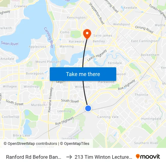 Ranford Rd Before Bannister Rd to 213 Tim Winton Lecture Theatre map