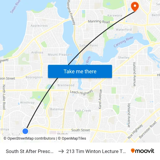 South St After Prescott Dr to 213 Tim Winton Lecture Theatre map