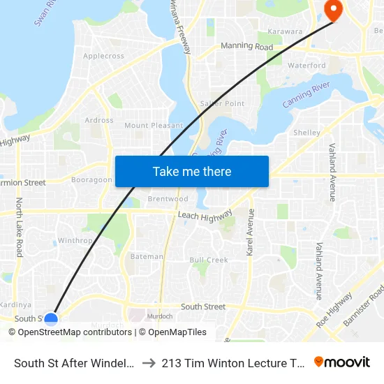 South St After Windelya Rd to 213 Tim Winton Lecture Theatre map