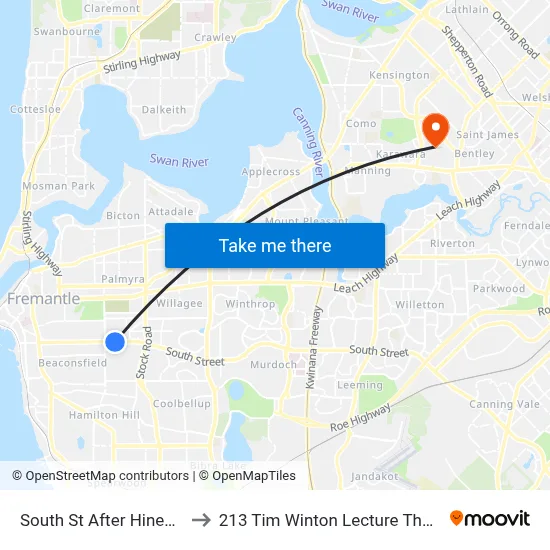 South St After Hines Rd to 213 Tim Winton Lecture Theatre map