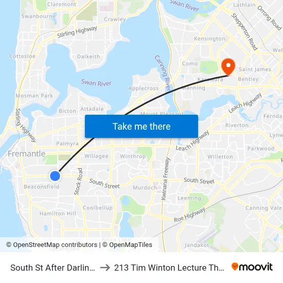 South St After Darling St to 213 Tim Winton Lecture Theatre map