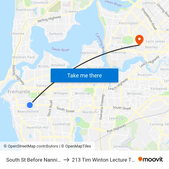 South St Before Nannine Av to 213 Tim Winton Lecture Theatre map