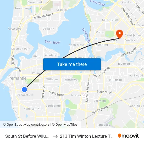 South St Before Wiluna Av to 213 Tim Winton Lecture Theatre map