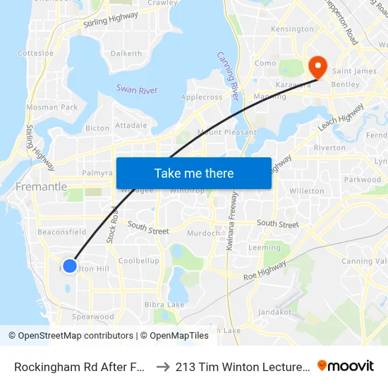 Rockingham Rd After Forrest Rd to 213 Tim Winton Lecture Theatre map