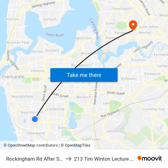 Rockingham Rd After Snare Pl to 213 Tim Winton Lecture Theatre map
