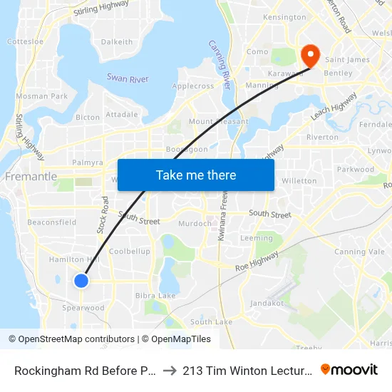 Rockingham Rd Before Phoenix Rd to 213 Tim Winton Lecture Theatre map