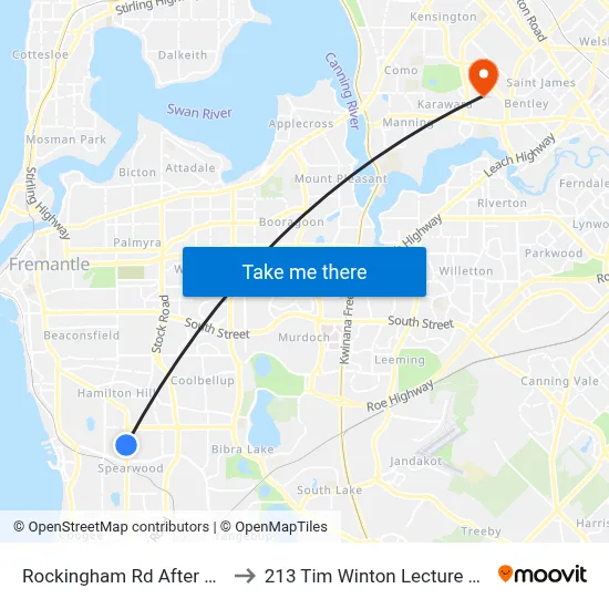 Rockingham Rd After Kent St to 213 Tim Winton Lecture Theatre map