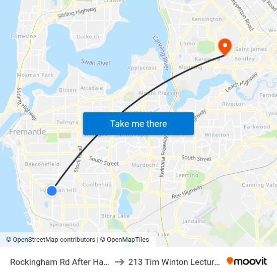 Rockingham Rd After Hamilton Rd to 213 Tim Winton Lecture Theatre map