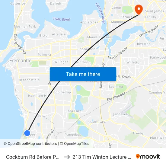 Cockburn Rd Before Poore Gr to 213 Tim Winton Lecture Theatre map