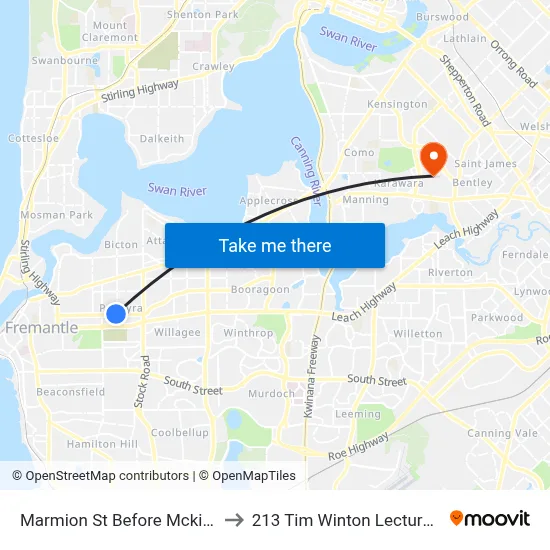 Marmion St Before Mckimmie Rd to 213 Tim Winton Lecture Theatre map