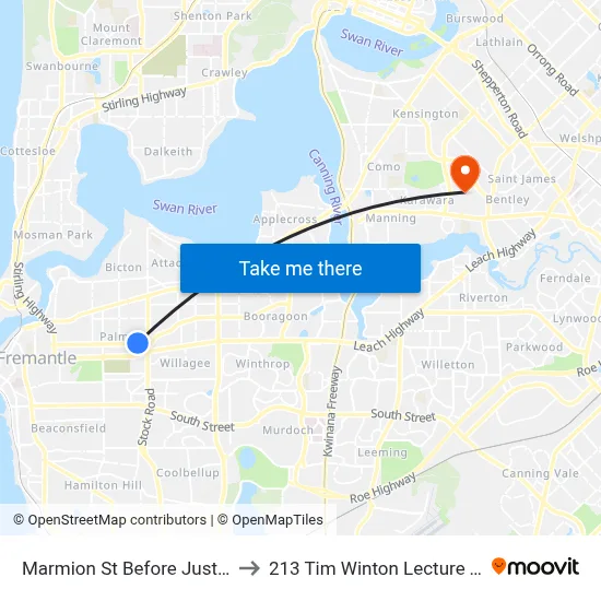 Marmion St Before Justinian St to 213 Tim Winton Lecture Theatre map