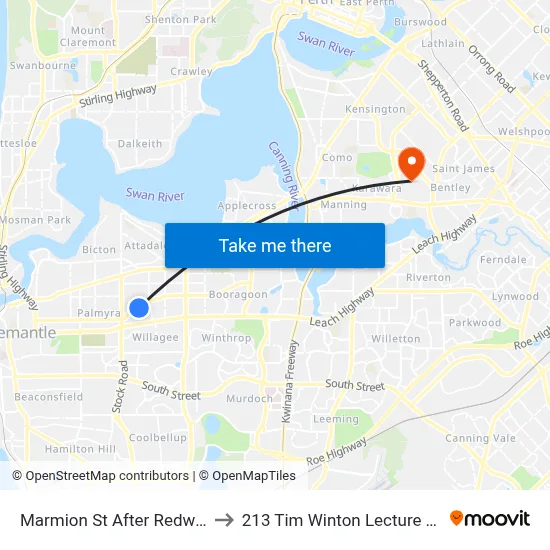 Marmion St After Redwood Cr to 213 Tim Winton Lecture Theatre map