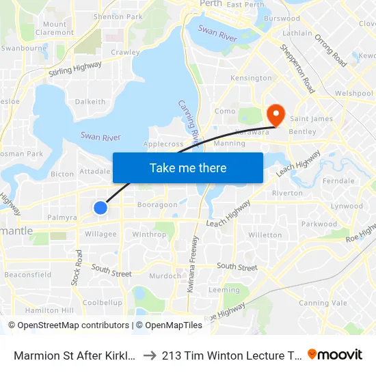 Marmion St After Kirkland Pl to 213 Tim Winton Lecture Theatre map