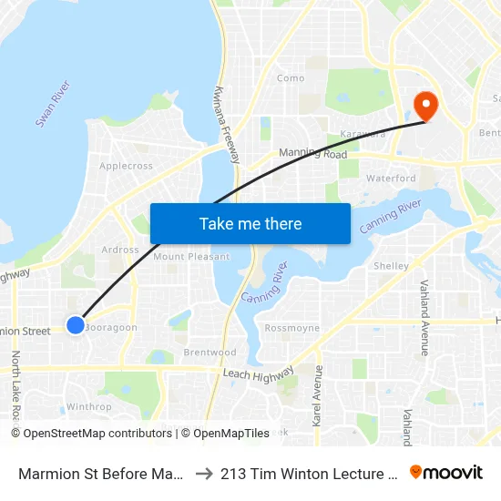 Marmion St Before Marcus Av to 213 Tim Winton Lecture Theatre map