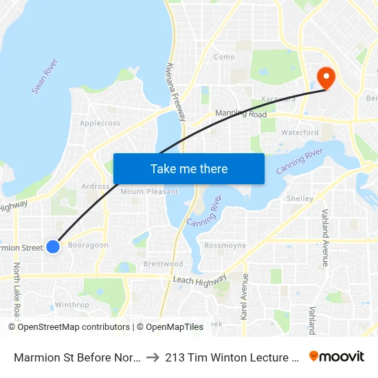 Marmion St Before Norma Rd to 213 Tim Winton Lecture Theatre map