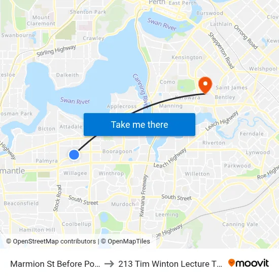 Marmion St Before Potts St to 213 Tim Winton Lecture Theatre map