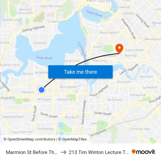 Marmion St Before Thorn St to 213 Tim Winton Lecture Theatre map