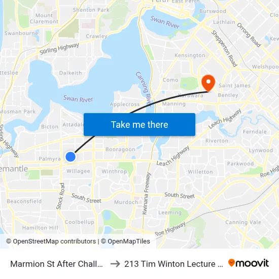 Marmion St After Challenger Pl to 213 Tim Winton Lecture Theatre map