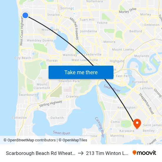 Scarborough Beach Rd Wheatcroft Street Cat Id 18 to 213 Tim Winton Lecture Theatre map