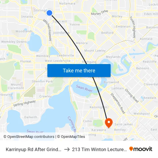 Karrinyup Rd After Grindleford Dr to 213 Tim Winton Lecture Theatre map