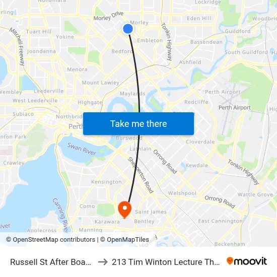 Russell St After Boag Rd to 213 Tim Winton Lecture Theatre map
