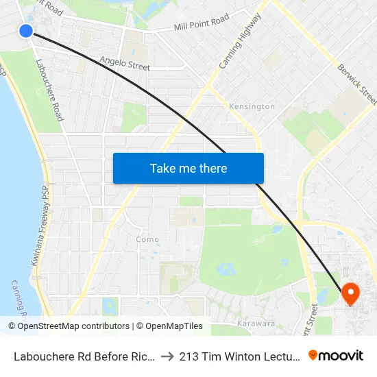 Labouchere Rd Before Richardson St to 213 Tim Winton Lecture Theatre map