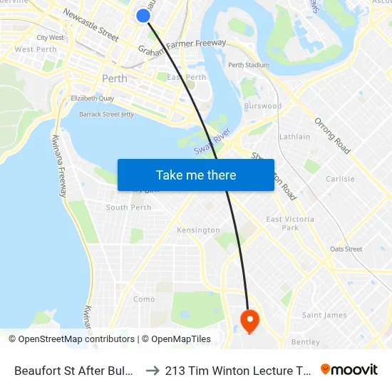 Beaufort St After Bulwer St to 213 Tim Winton Lecture Theatre map