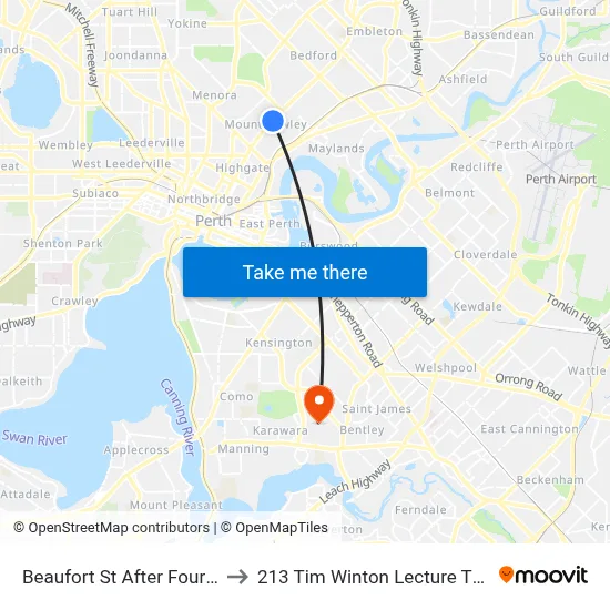 Beaufort St After Fourth Av to 213 Tim Winton Lecture Theatre map