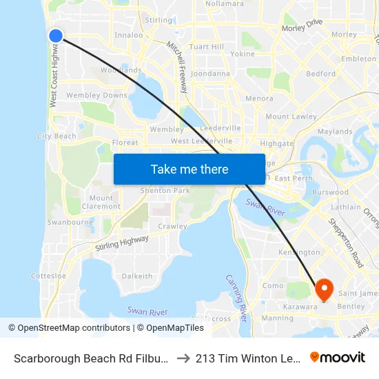 Scarborough Beach Rd Filburn Street Cat Id 21 to 213 Tim Winton Lecture Theatre map
